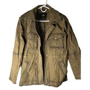 7 For All Mankind Womans Olive Military Green Heavy Jacket M
